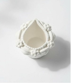 Floral Teardrop Concrete Diya
